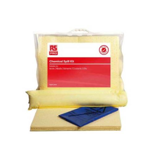 Sada na rozlité kapaliny 13 L, obsah sady: 1x 1,2m sock, 1x Haz, 10x nalepovací elektrody pro Chemikálie RS PRO