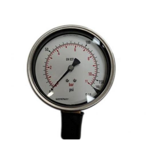 Tlakoměr G 3/8 palcový BSPP, přesnost: ±1 % 100 mm G 3/8 Kalibrováno Nerezová ocel, 60 °C 160 psi 0 bar RS PRO