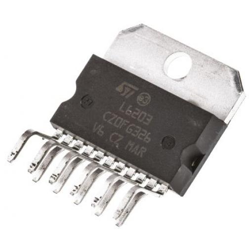 STMicroelectronics IO ovladače motoru, řada: L6203 L6203 48 V, konfigurace: Úplný můstek 4 A 30 kHz 20 W, počet kolíků: