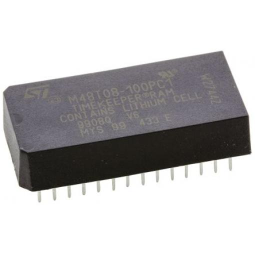 STMicroelectronics NVRAM M48T08-100PC1 100 ns, 64 kB Průchozí otvor, počet kolíků: 28 kolíkový 0 °C až 70 °C, 5.5 V,