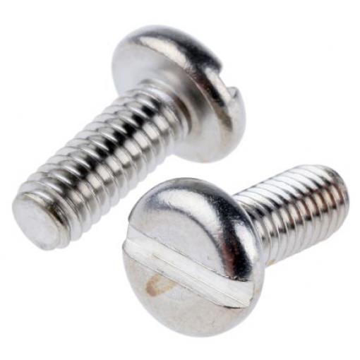 RS PRO Šroub s nízkou půlkulovou hlavou Drážka, Obyčejný, Nerezová ocel hlavice Kónická, velikost závitu: M2 10.0 mm