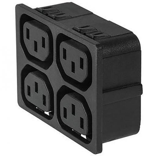 Konektor IEC F, Samice, Montáž na panel, 10 (IEC) A, 15 (UL/CSA) A, 250 V AC