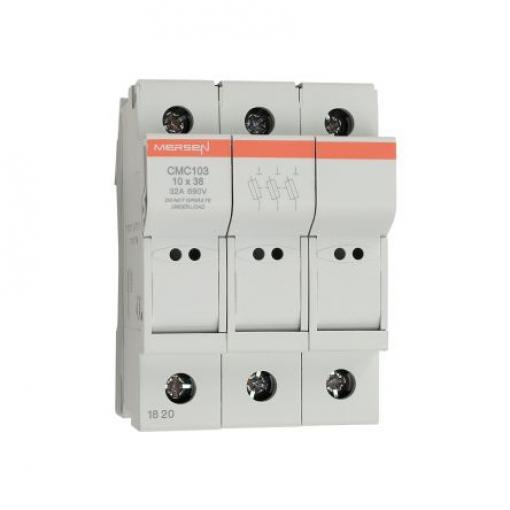 Držák pojistek s montáží na lištu DIN 30 A 600 V ac Mersen 10 x 38 mm 3pólový