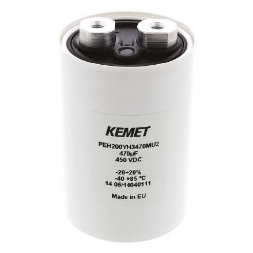 Kondenzátor, řada: PEH200 470 μF ±20 % PEH200YH3470MU2 450 V dc, Šroubová svorka KEMET