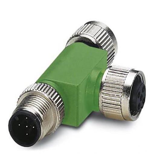 Phoenix Contact Adaptér pro kulaté konektory, řada: SAC, orientace těla: Rovný 5 M12 Poniklovaný Vnější, 90 °C 5, -25 °C