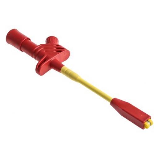 Hirschmann Test & Measurement Krokosvorka, 8.3 mm, velikost zásuvky: 4 mm, Červená 20A, 1 kV, délka: 157 mm,