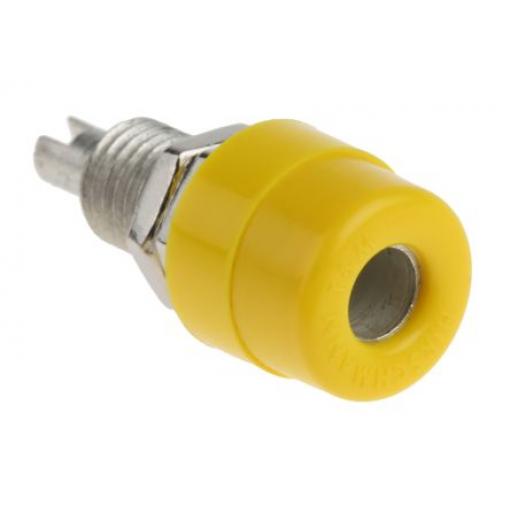 Hirschmann Test & Measurement Zásuvka na banánky, 4 mm, 30 V ac, 60V dc, 32A, Žlutá, Vnitřní Pájecí, materiál kontaktu: