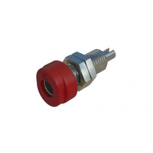 Hirschmann Test & Measurement Zásuvka na banánky, 4 mm, 60V dc, 16A, Červená, Vnitřní Pájecí, materiál kontaktu: Tlakově