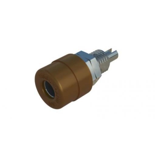 Hirschmann Test & Measurement Zásuvka na banánky, 4 mm, 60V dc, 32A, Hnědá, Vnitřní Pájecí, materiál kontaktu: Tlakově