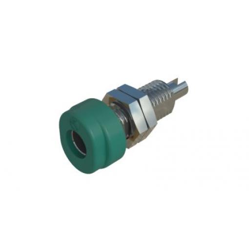 Hirschmann Test & Measurement Zásuvka na banánky, 4 mm, 60V dc, 16A, Zelená, Vnitřní Pájecí, materiál kontaktu: Tlakově