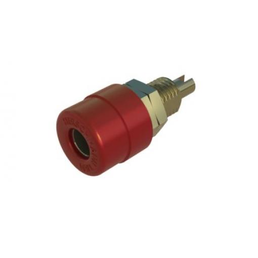 Hirschmann Test & Measurement Zásuvka na banánky, 4 mm, 60V dc, 32A, Červená, Vnitřní Pájecí, materiál kontaktu: Tlakově