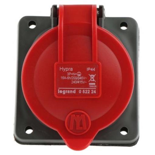 Legrand Zásuvka, IP44, Panel barva Červená, 16 A, 500 V