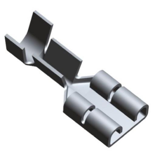 TE Connectivity Zásuvný konektor, řada: FASTON .250 Neizolované, 6.35 x 0.81 mm, Černá Vnitřní, celková délka: 19.1 mm,