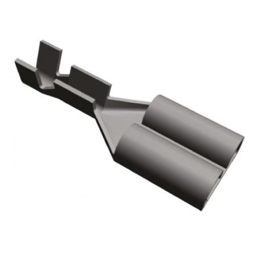 TE Connectivity Zásuvný konektor, řada: FASTIN-FASTON .250 Neizolované, 6.35 x 0.81 mm, Černá Vnitřní, celková délka: