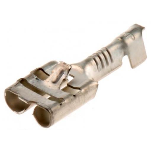 TE Connectivity Zásuvný konektor, řada: FASTIN-FASTON .250 Neizolované, 6.35 x 0.81 mm, Černá Vnitřní, celková délka:
