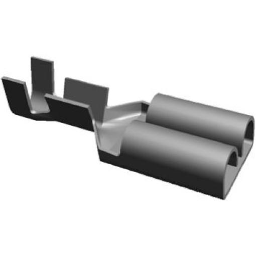TE Connectivity Zásuvný konektor, řada: FASTIN-FASTON .250 Neizolované, 6.35 x 0.81 mm, Černá Vnitřní, celková délka: