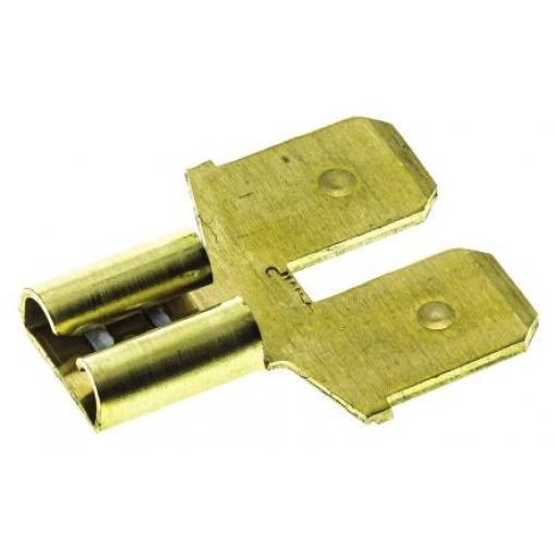 TE Connectivity Zásuvný konektor, řada: FASTON .250 Neizolované, 6.35 x 0.81 mm, Žlutá Vnější/vnitřní, celková délka: