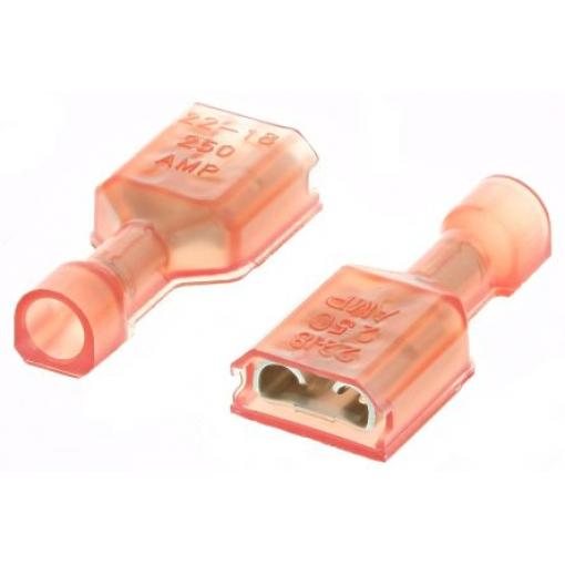 TE Connectivity Zásuvný konektor, řada: Ultra-Fast .250 Izolované, 6.35 x 0.81 mm, Červená Vnitřní, celková délka: 0.855