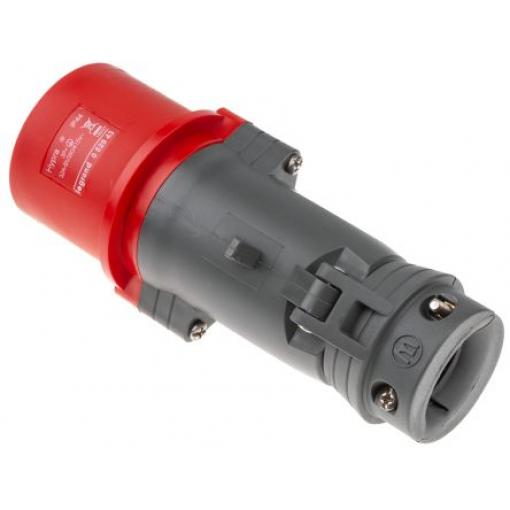 Legrand Průmyslový napájecí konektor, řada: HYPRA, IP44, Kabel, formát pólů: 3P+PE, orientace těla: Rovný barva Červená,