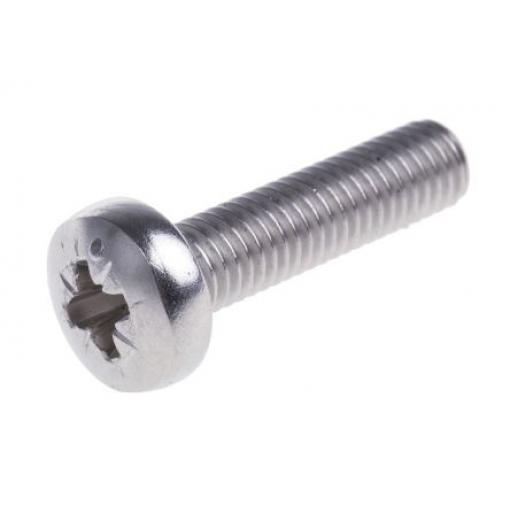 RS PRO Šroub s nízkou půlkulovou hlavou Pozidriv, Obyčejný, Nerezová ocel hlavice Kónická, velikost závitu: M2 20.0 mm