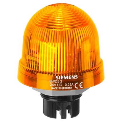 Siemens Maják Stálé barva Žlutá 24V ac/dc LED Zapuštěná montáž, Bajonetové upevnění 45mA EMC IP65