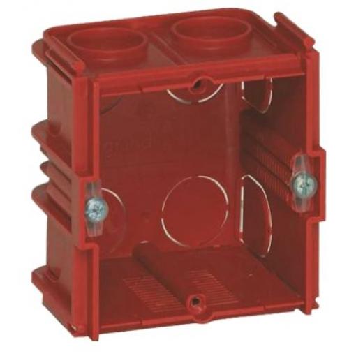 Instalační krabice Batibox 1 40 mm Plastové Červená NF 71mm Legrand Zapuštěná montáž, Svislá montáž, Šroubová svorka,