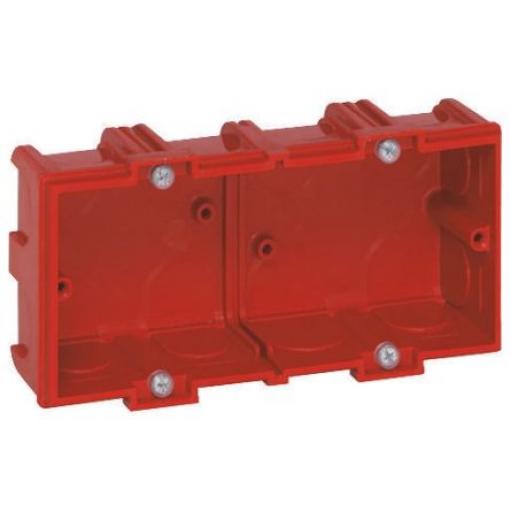 Instalační krabice Batibox 1 50 mm Plastové Červená NF 71mm Legrand Horizontální, Šroubová svorka, Zapuštěná montáž,