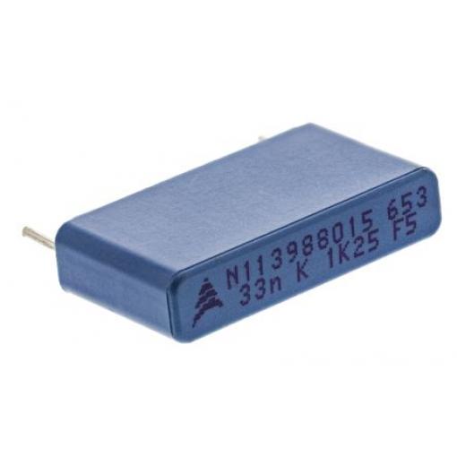 Vrstvové kondenzátory, řada: B32652, Průchozí otvor 33 nF 500 V ac 1.25 kV dc EPCOS AEC-Q200 Rev D 2 0.8 mm