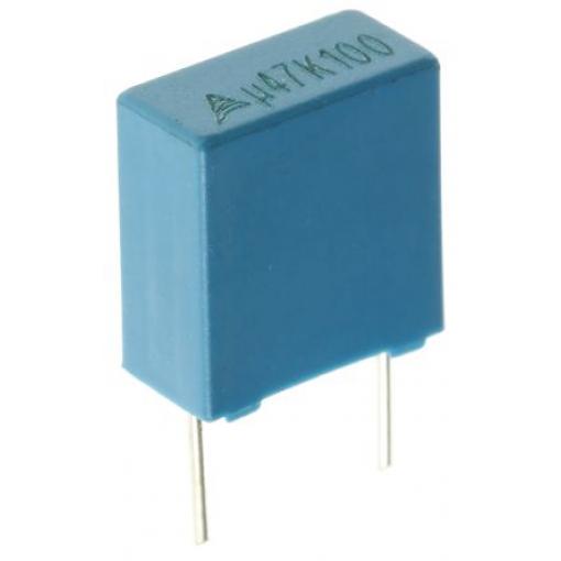 Vrstvové kondenzátory, řada: B32520, Průchozí otvor 470 nF 63 V ac 100 V dc EPCOS AEC-Q200 Rev D 2 0.5 mm