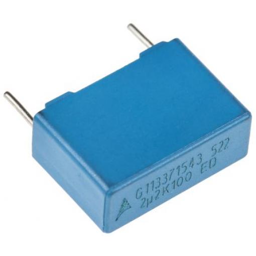 Vrstvové kondenzátory, řada: B32522, Průchozí otvor 2.2 μF 63 V ac 100 V dc EPCOS AEC-Q200 Rev D 2 0.8 mm