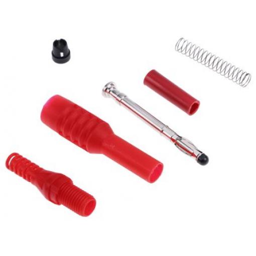 RS PRO Banánek, 4 mm, 1000V, 10A, Černá, Červená, Vnější Pájecí, délka: 46.5 mm, pokovení kontaktu: Nikl Banánek Jack