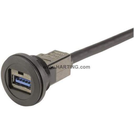 HARTING Kabel USB do zásuvky IC Vnější, A: USB typu A, 500 mm Vnitřní, Černá, B: USB typu A