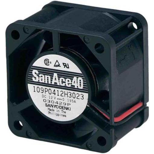 Sanyo Denki Axiální ventilátor, řada: 109P, průtok vzduchu: 8.2 cfm 1.68 W 24 V dc 70 mA IP68 40 mm 40 mm 20 mm