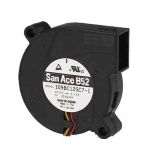 Sanyo Denki Odstředivý ventilátor, řada: San Ace B52 9BC Dmychadlo, průtok vzduchu: 4.4 cfm 12V dc DC 15 mm 15mm 15 mm