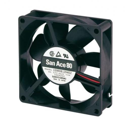 Sanyo Denki Axiální ventilátor, řada: 109R, průtok vzduchu: 72 m³/h 2.16 W 12 V dc 180 mA IP68 80 mm 80 mm 25 mm