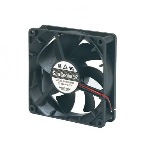 Sanyo Denki Axiální ventilátor, řada: 9A, průtok vzduchu: 105.5 m³/h 4.68 W 12 V dc 390 mA IP68 92 mm 92 mm 25 mm