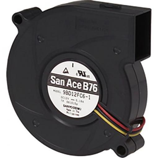 Sanyo Denki Odstředivý ventilátor, řada: San Ace B76 Dmychadlo, průtok vzduchu: 10.2 cfm 12V dc DC 76 mm 76mm 20 mm