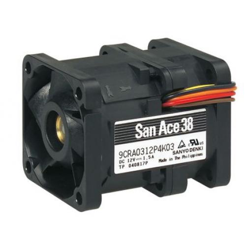 Sanyo Denki Axiální ventilátor, řada: 9CRA, průtok vzduchu: 27.2 cfm 18 W 12 V dc 1.5 A IP68 38 mm 38 mm 48 mm