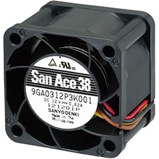 Sanyo Denki Axiální ventilátor, řada: 9GA, průtok vzduchu: 34.1 m³/h 6.2 W 12 V dc 520 mA IP68 38 mm 38 mm 28 mm