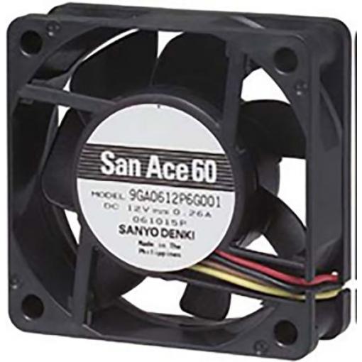 Sanyo Denki Axiální ventilátor, řada: 9GA, průtok vzduchu: 52.8 m³/h 2.88 W 24 V dc 120 mA IP68 60 mm 60 mm 20 mm