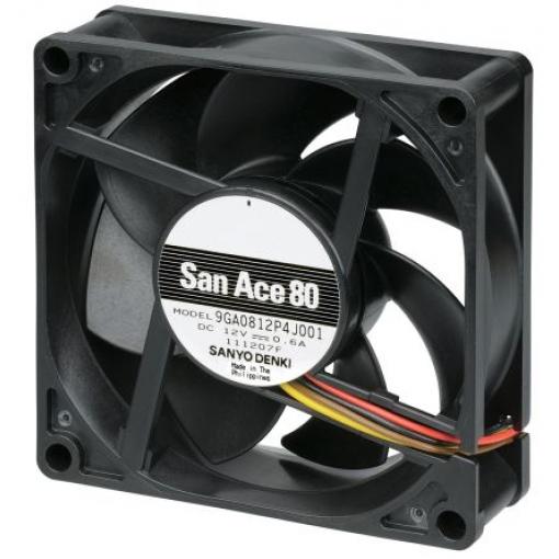 Sanyo Denki Axiální ventilátor, řada: 9GA, průtok vzduchu: 87.5 m³/h 2.64 W 12 V dc 220 mA IP68 80 mm 80 mm 25.2 mm