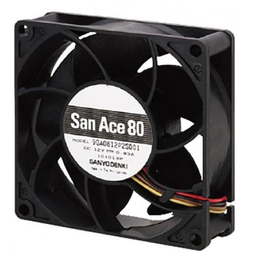 Sanyo Denki Axiální ventilátor, řada: 9GA, průtok vzduchu: 146.9 m³/h 10.1 W 24 V dc 420 mA IP68 80 mm 80 mm 32 mm