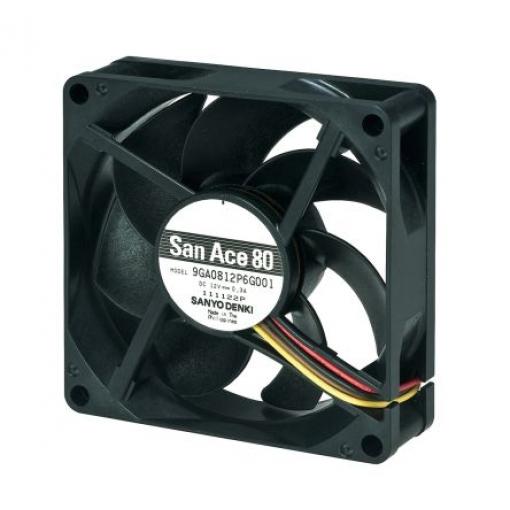 Sanyo Denki Axiální ventilátor, řada: 9GA, průtok vzduchu: 103.2 m³/h 3.6 W 24 V dc 150 mA IP68 80 mm 80 mm 20 mm