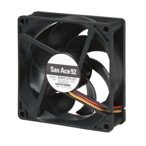 Sanyo Denki Axiální ventilátor, řada: 9GA, průtok vzduchu: 132 m³/h 4.68 W 12 V dc 390 mA 92 mm 92 mm 25.2 mm