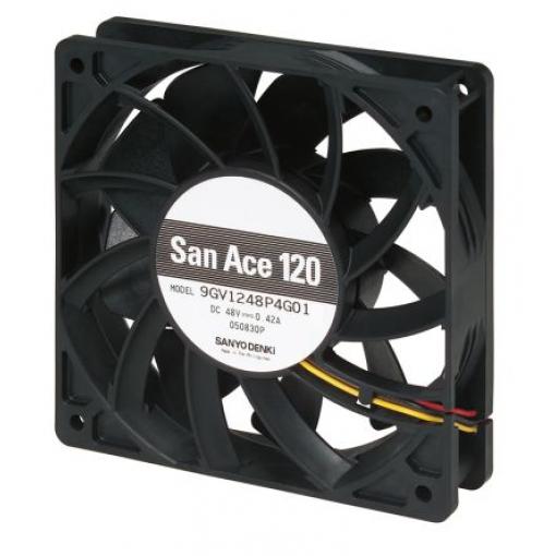 Sanyo Denki Axiální ventilátor, řada: 9GV, průtok vzduchu: 290.5 m³/h 20.16 W 12 V dc 1.68 A 120 mm 120 mm 25.4 mm