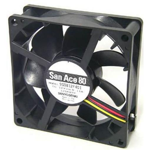 Sanyo Denki Axiální ventilátor, řada: 9S, průtok vzduchu: 55.7 m³/h 1.32 W 12 V dc 110 mA 80 mm 80 mm 25 mm