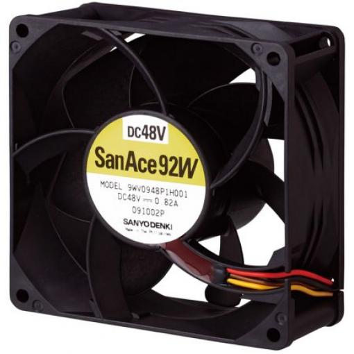 Sanyo Denki Axiální ventilátor, řada: 9WV, průtok vzduchu: 302.4 m³/h 39.4 W 48 V dc 820 mA IP68 92 mm 92 mm 38 mm