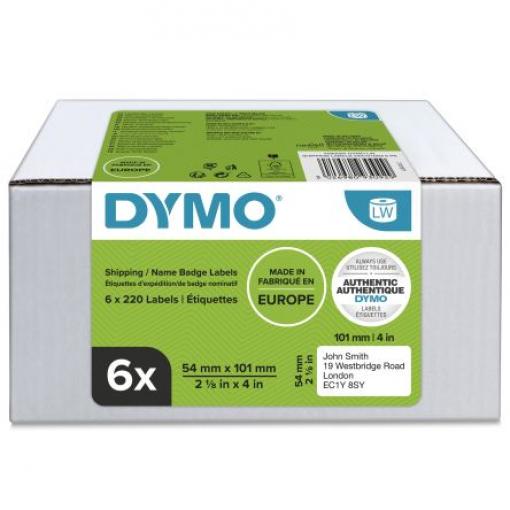 Dymo Role do tiskáren štítků Bílá Bílá 101 mm Dymo 450 DUO, Dymo Wireless, Dymo 4XL, Dymo 450 Twin Turbo, Dymo 450
