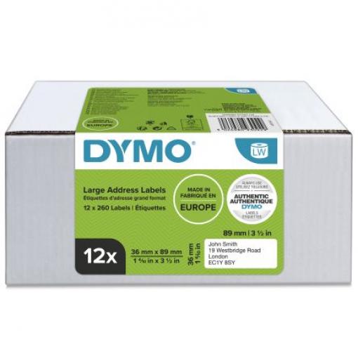 Dymo Role do tiskáren štítků Bílá Žlutá 89 mm Dymo 4XL, Dymo 450 DUO, Dymo 450 Turbo, Dymo 450, Dymo 450 Twin Turbo,