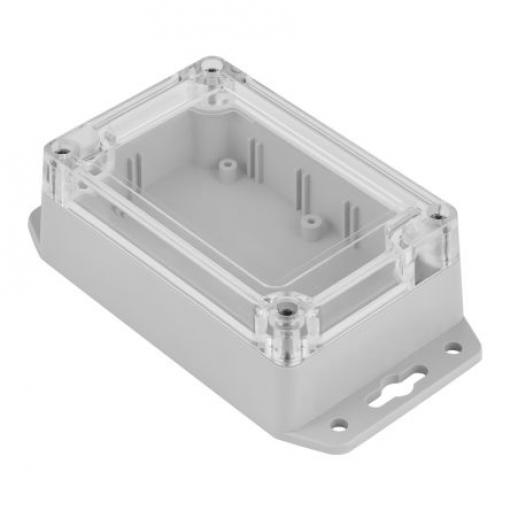 RS PRO Pouzdro IP68 S přírubou barva Šedá IK07 barva Průhledné Polykarbonát, ABS 131.3 mm 40 mm 71.3 mm Silikon